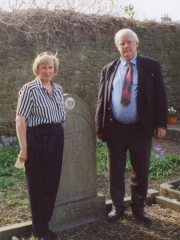 Denise Tobin Shine and Jarlath Tobin at Irish Family Grave, Roscrea, Ireland 2000